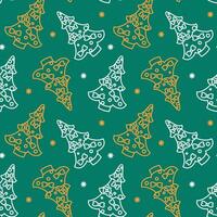 Christmas tree on the green background. Seamless pattern. Vector. vector