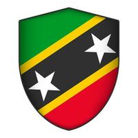 Saint Kitts and Nevis flag in shield shape. Vector illustration.