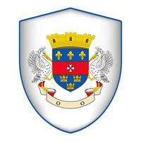 Saint Barthelemy flag in shield shape. Vector illustration.