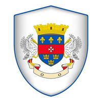 Saint Barthelemy flag in shield shape. Vector illustration.