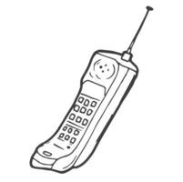Old Cell phone sketch. Vector isolated line drawing