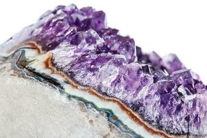 Amethyst Crystal Druse  macro mineral on white background photo