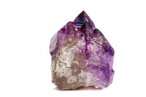 Macro Mineral Stone Amethyst together smoky quartz, rauchtopaz on a white background photo