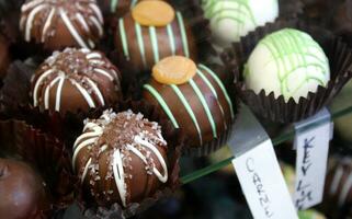 Fancy Chocolate Truffle Candies on Display photo