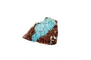 Macro mineral aurichalcite stone on microcline on white background photo