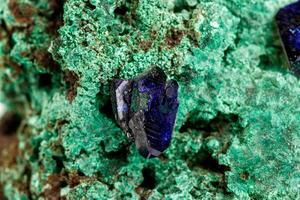 macro stone mineral azurite with malachite on a white background photo