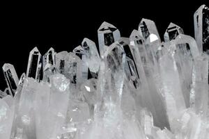 Macro Mineral Stone Rhinestone in Crystals on a Black Background photo