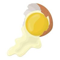 Raw eggs flow out of the shell. Vector illustration