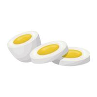 Boiled egg half and sliced. Vector illustration on a white background