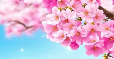 sakura flores de rosado color en soleado cielo telón de fondo,generativo ai foto