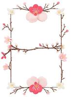 Sakura Flower Border Frame Ai Generative photo