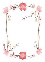 Sakura Flower Border Frame Ai Generative photo