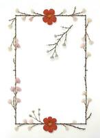 Sakura Flower Border Frame Ai Generative photo