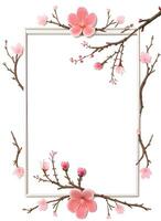 Sakura Flower Border Frame Ai Generative photo