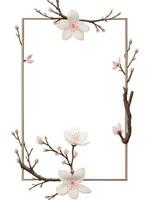 Sakura Flower Border Frame Ai Generative photo