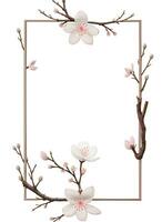 Sakura Flower Border Frame Ai Generative photo