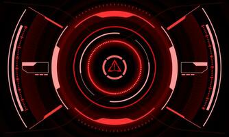 HUD red sci-fi interface screen view geometric design virtual reality futuristic technology creative display vector