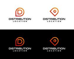 Letter D monogram location transportation logo design. vector