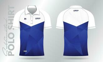 blue polo jersey mockup template design for soccer, football, badminton, tennis, or sport uniform vector