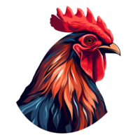 Rooster Artistic Style Painting Drawing Cartoon Style Illustration No Background Perfect for Print on Demand Merchandise AI Generative png