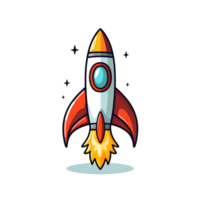 Cartoon Style Rocket Illustration No Background Perfect for Print on Demand Merchandise AI Generative png