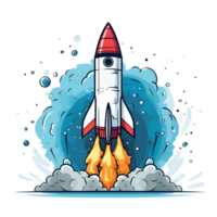 Cartoon Style Rocket Illustration No Background Perfect for Print on Demand Merchandise AI Generative png