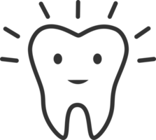 Healthy tooth icon.  Clean tooth sign. Cavity free white teeth symbol.  Line style.  Icon png, transparent. png