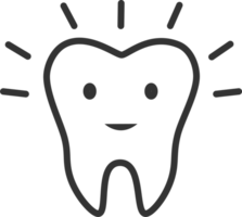 salutare dente icona. pulito dente cartello. cavità gratuito bianca denti simbolo. linea stile. icona png, trasparente. png