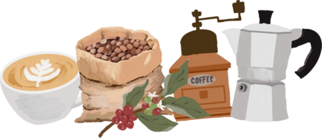 süß Öl Bürste Stil Kaffee Elemente Kranz Rahmen png