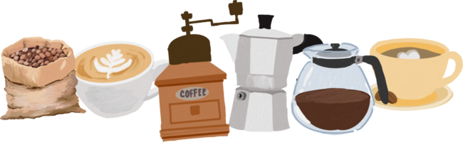 süß Öl Bürste Stil Kaffee Elemente Kranz Rahmen png