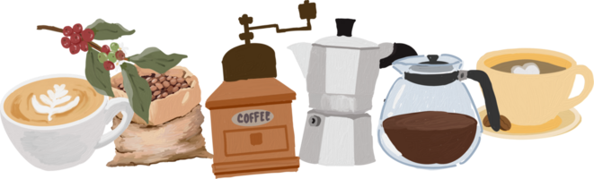 süß Öl Bürste Stil Kaffee Elemente Kranz Rahmen png