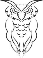 Standing owl tattoo vector