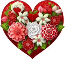 corazón con flores ai generado png