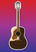 an acoustic guitar on a red and blue background vector