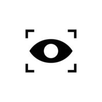 Eye scan icon. Simple solid style. Visual identity, focus, view, vision, future tech, retina iris scan verification, technology concept. Black silhouette, glyph symbol. Vector illustration isolated.