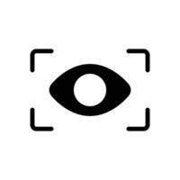Eye scan icon. Simple solid style. Visual identity, focus, view, vision, future tech, retina iris scan verification, technology concept. Black silhouette, glyph symbol. Vector illustration isolated.