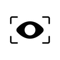 Eye scan icon. Simple solid style. Visual identity, focus, view, vision, future tech, retina iris scan verification, technology concept. Black silhouette, glyph symbol. Vector illustration isolated.