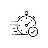 Quick approval icon. Simple outline style. Stopwatch, clock, quick transfer, fast transaction, business concept. Thin line symbol. Vector illustration isolated on white background.