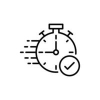 Quick approval icon. Simple outline style. Stopwatch, clock, quick transfer, fast transaction, business concept. Thin line symbol. Vector illustration isolated on white background.