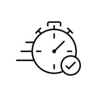 Quick approval icon. Simple outline style. Stopwatch, clock, quick transfer, fast transaction, business concept. Thin line symbol. Vector illustration isolated on white background.