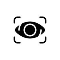 Eye scan icon. Simple solid style. Visual identity, focus, view, vision, future tech, retina iris scan verification, technology concept. Black silhouette, glyph symbol. Vector illustration isolated.