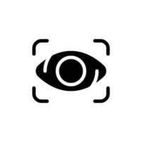 Eye scan icon. Simple solid style. Visual identity, focus, view, vision, future tech, retina iris scan verification, technology concept. Black silhouette, glyph symbol. Vector illustration isolated.