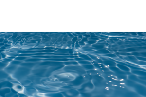 Defocus blurred transparent blue colored clear calm water surface texture with splashes reflection. Trendy abstract nature background. Water waves in sunlight with copy space. Blue watercolor shine. png