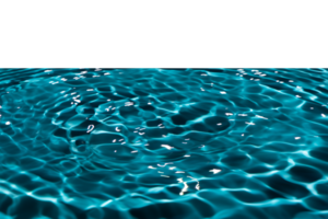 onscherp wazig transparant blauw gekleurde Doorzichtig kalmte water oppervlakte structuur met spatten reflectie. modieus abstract natuur achtergrond. water golven in zonlicht met kopiëren ruimte. blauw waterverf schijnen. png