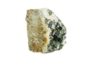 Macro mineral tourmaline stone on white background photo