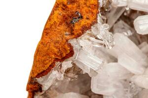 Macro mineral stone crystals Hemimorphite rock on a white background photo