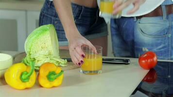 Friends sliced cabbages together, sharing laughter video