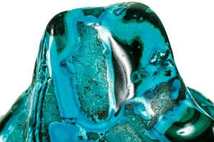 Macro mineral stone malachite Chrysocolla on a white background photo