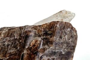 macro mineral Roca cuarzo cloruro en un blanco antecedentes foto