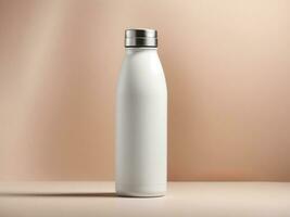 water bottle mockup on beige background. AI Generative photo